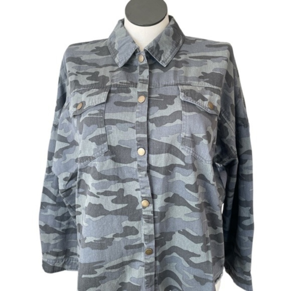Mud Pie Shacket Camo womens cotton button jacket shirt nwt Sz med coat